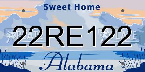 22RE122 Alabama License Plate
