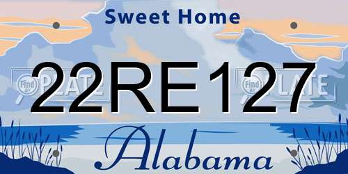 22RE127 Alabama License Plate