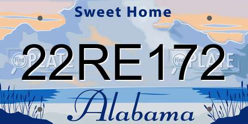 22RE172 Alabama License Plate
