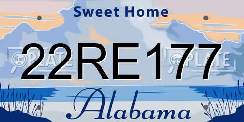 22RE177 Alabama License Plate