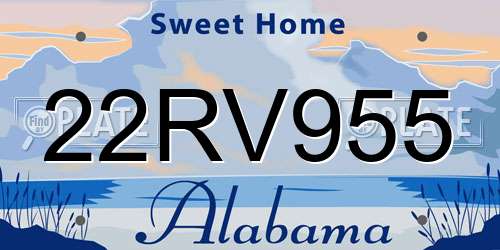 22RV955 Alabama License Plate