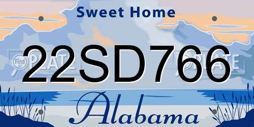22SD766 Alabama License Plate
