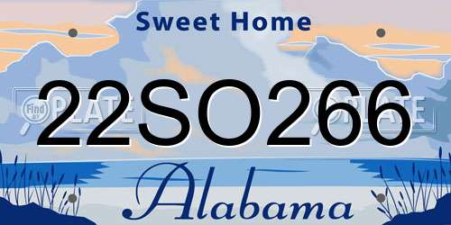 22SO266 Alabama License Plate