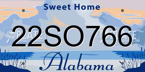 22SO766 Alabama License Plate