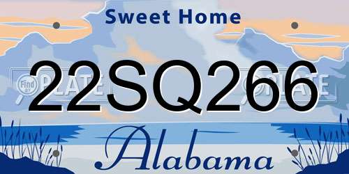 22SQ266 Alabama License Plate
