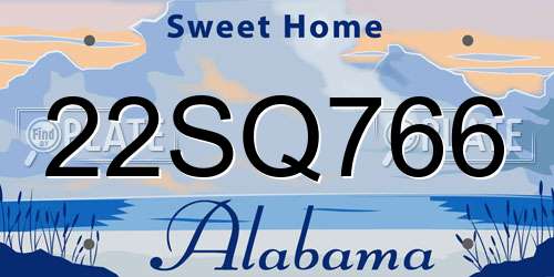 22SQ766 Alabama License Plate