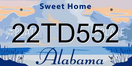 22TD552 Alabama License Plate