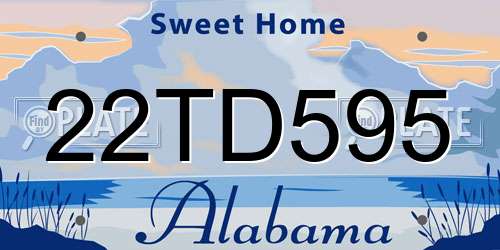 22TD595 Alabama License Plate