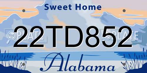 22TD852 Alabama License Plate