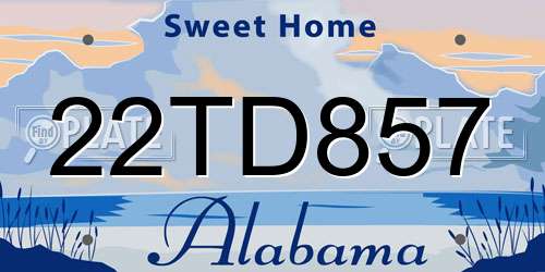 22TD857 Alabama License Plate