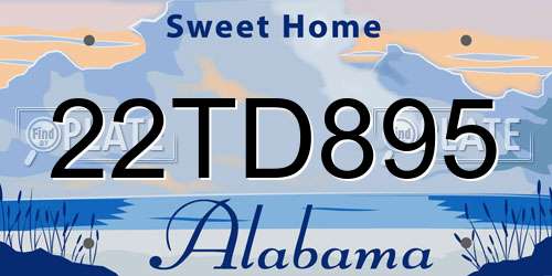 22TD895 Alabama License Plate