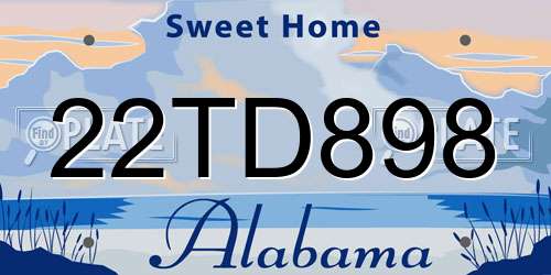 22TD898 Alabama License Plate