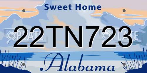 22TN723 Alabama License Plate