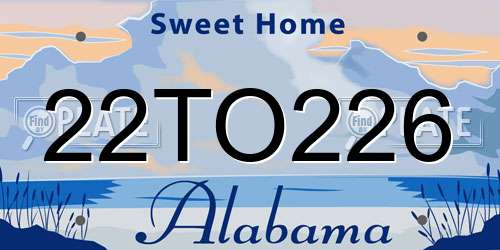 22TO226 Alabama License Plate