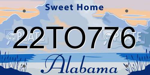 22TO776 Alabama License Plate