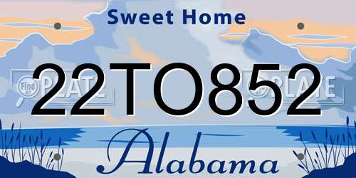 22TO852 Alabama License Plate