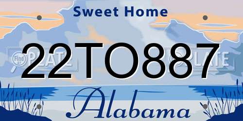 22TO887 Alabama License Plate