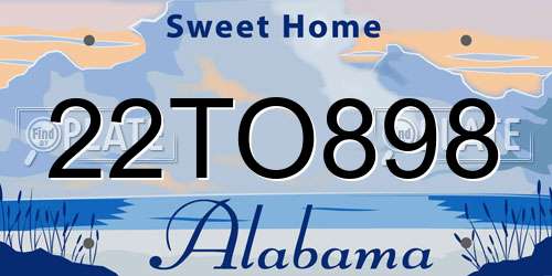 22TO898 Alabama License Plate