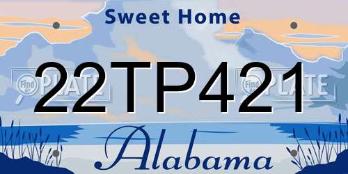 22TP421 Alabama License Plate