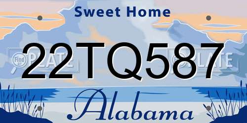 22TQ587 Alabama License Plate