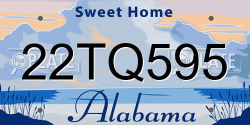 22TQ595 Alabama License Plate