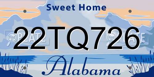 22TQ726 Alabama License Plate