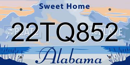 22TQ852 Alabama License Plate