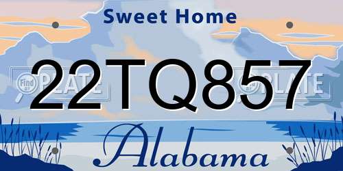 22TQ857 Alabama License Plate