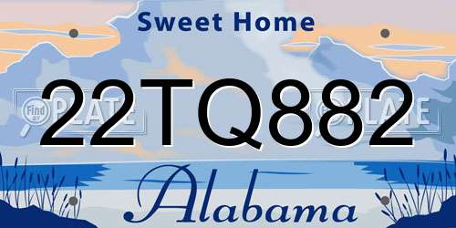 22TQ882 Alabama License Plate