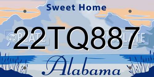 22TQ887 Alabama License Plate