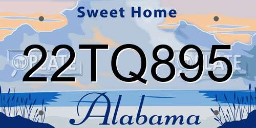 22TQ895 Alabama License Plate