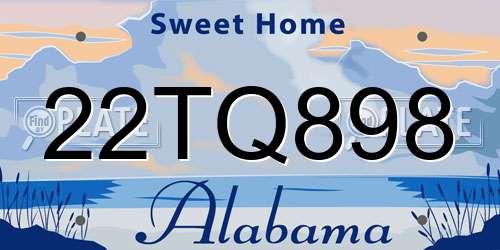22TQ898 Alabama License Plate
