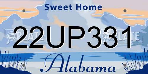 22UP331 Alabama License Plate