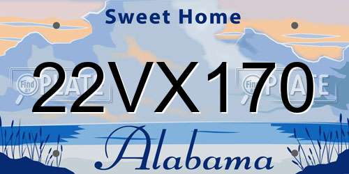 22VX170 Alabama License Plate