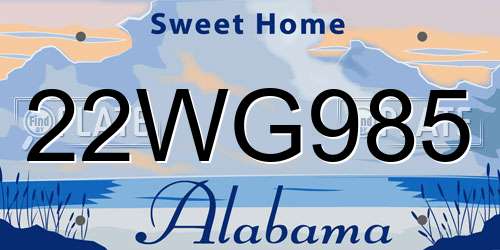 22WG985 Alabama License Plate