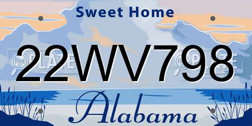 22WV798 Alabama License Plate