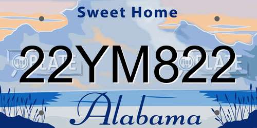 22YM822 Alabama License Plate
