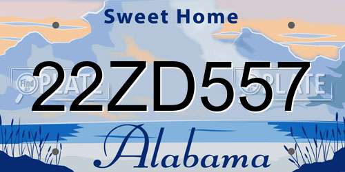 22ZD557 Alabama License Plate