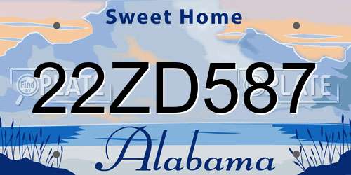 22ZD587 Alabama License Plate