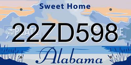 22ZD598 Alabama License Plate