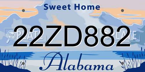 22ZD882 Alabama License Plate