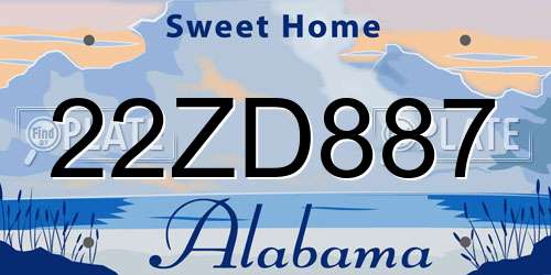 22ZD887 Alabama License Plate