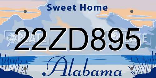 22ZD895 Alabama License Plate