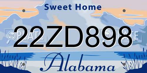 22ZD898 Alabama License Plate