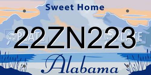 22ZN223 Alabama License Plate
