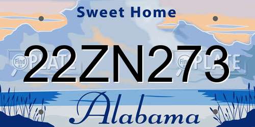 22ZN273 Alabama License Plate