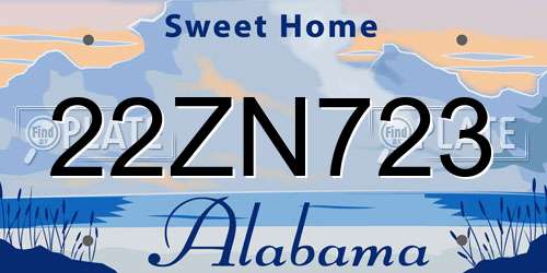 22ZN723 Alabama License Plate
