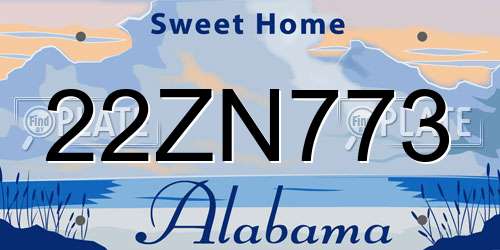 22ZN773 Alabama License Plate