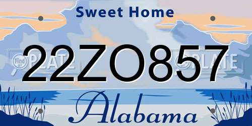 22ZO857 Alabama License Plate