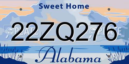 22ZQ276 Alabama License Plate